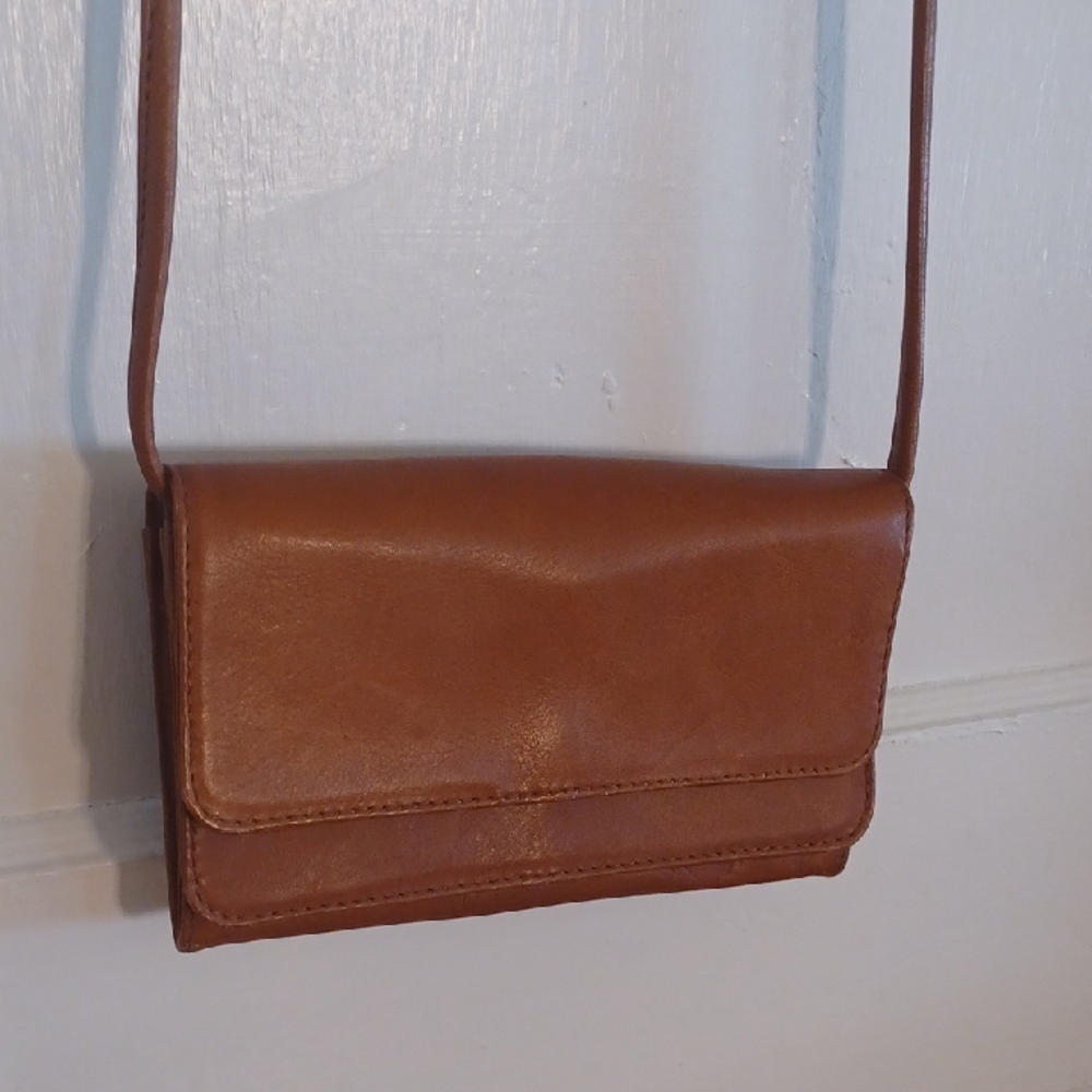 HOBO Brown Leather Crossbody Bag with Flap Closure